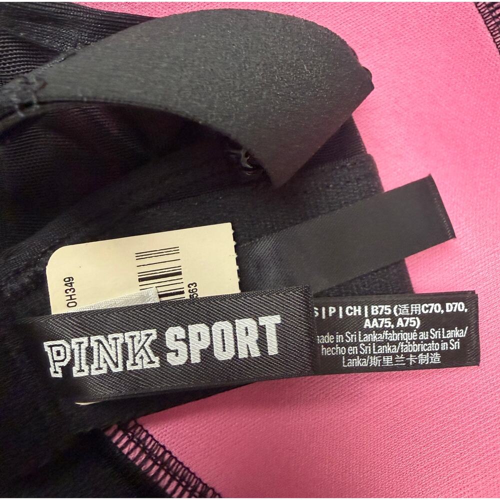 PINK Sport High Impact Sport Bra Small Black Adjustable Straps Gym Athletic New - Picture 5 of 7